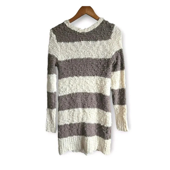 Free People Cardigan Womens S Cuddle Bear Brown Striped Boucle Wool Blend Pocket - Picture 7 of 9